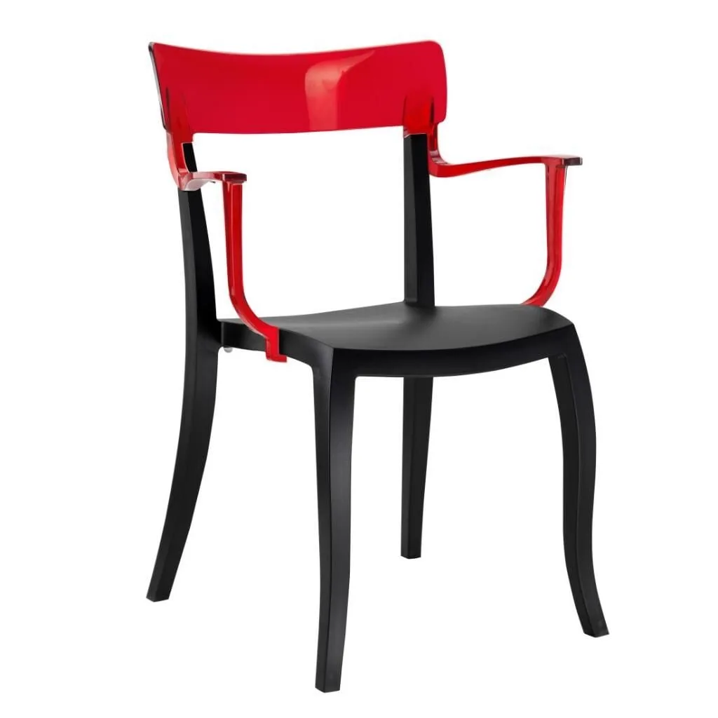Hera-K Red Transparent - Black Kitchen Chair with Arms PPT1187