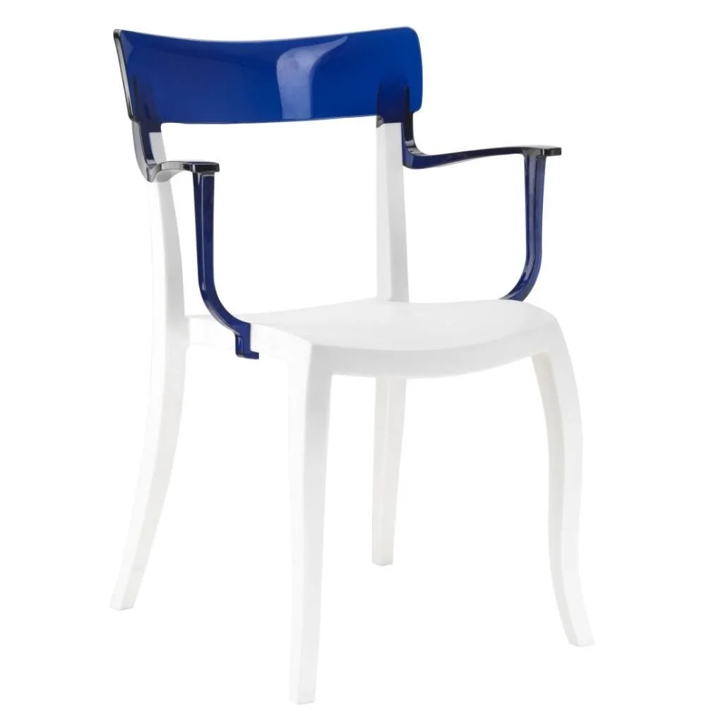 Hera-K Blue Transparent - White Kitchen Chair with Arms PPT1190