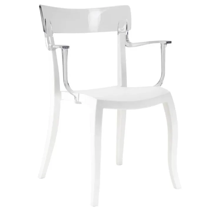 Hera-K Clear Transparent - White Kitchen Chair with Arms PPT1179