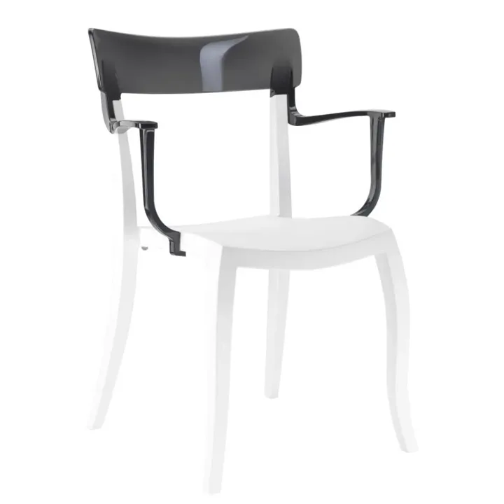 Hera-K Smoke Transparent - White Kitchen Chair with Arms PPT1176