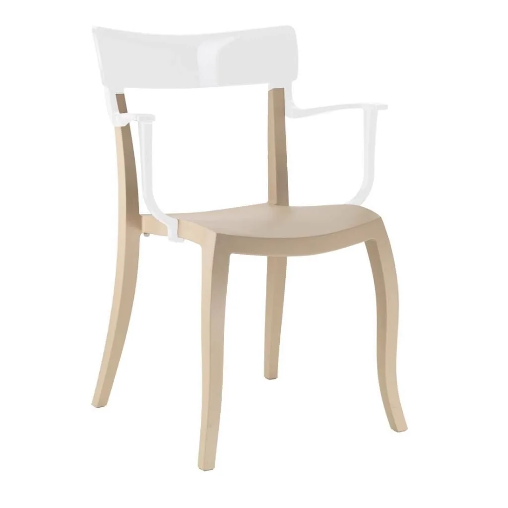 Hera-K Solid White - Sand Beige Kitchen Chair with Arms PPT1174