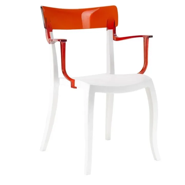 Hera-K Red Transparent - White Kitchen Chair with Arms PPT1178