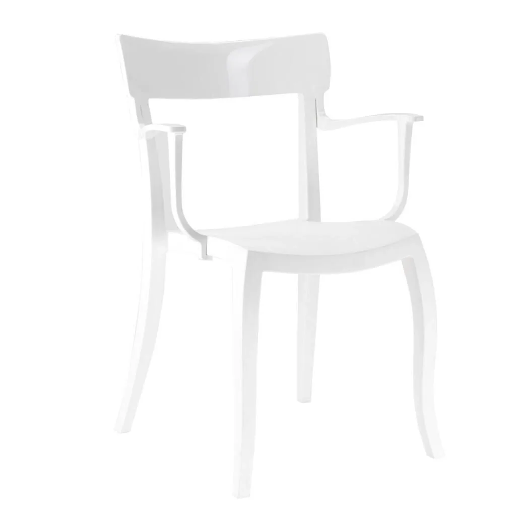 Hera-K Solid White - White Kitchen Chair with Arms PPT1171