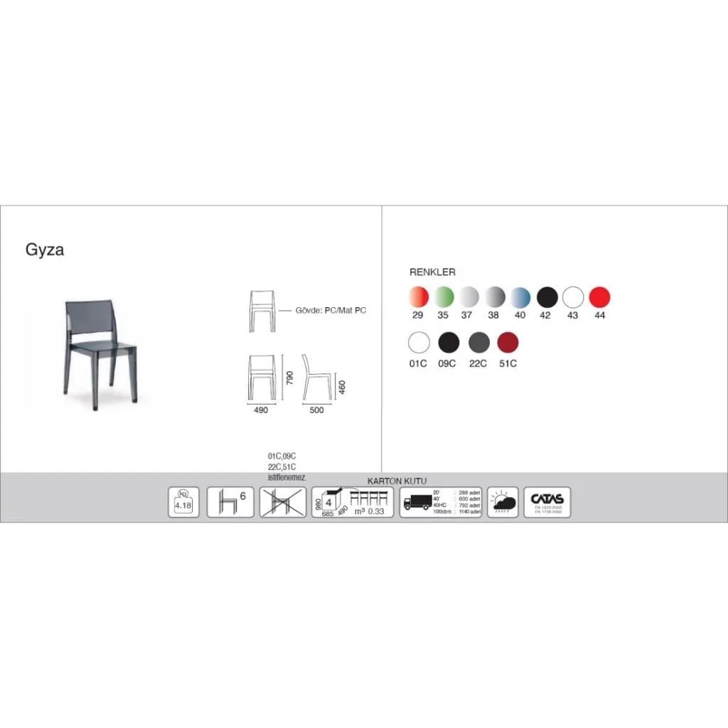 Gyza Solid Black Kitchen Chair PPT1170