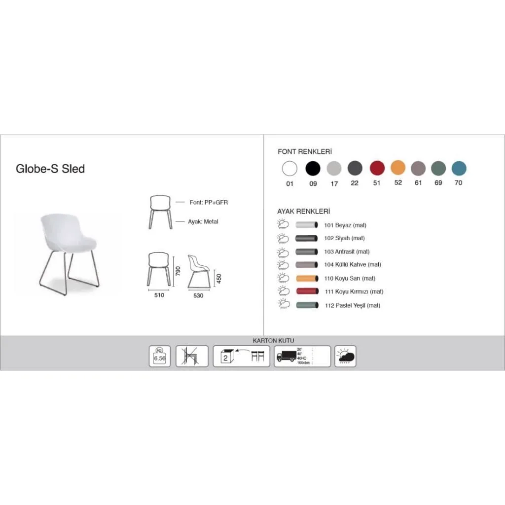 Globe-S Sled White - Ash Brown Chair PPT1164