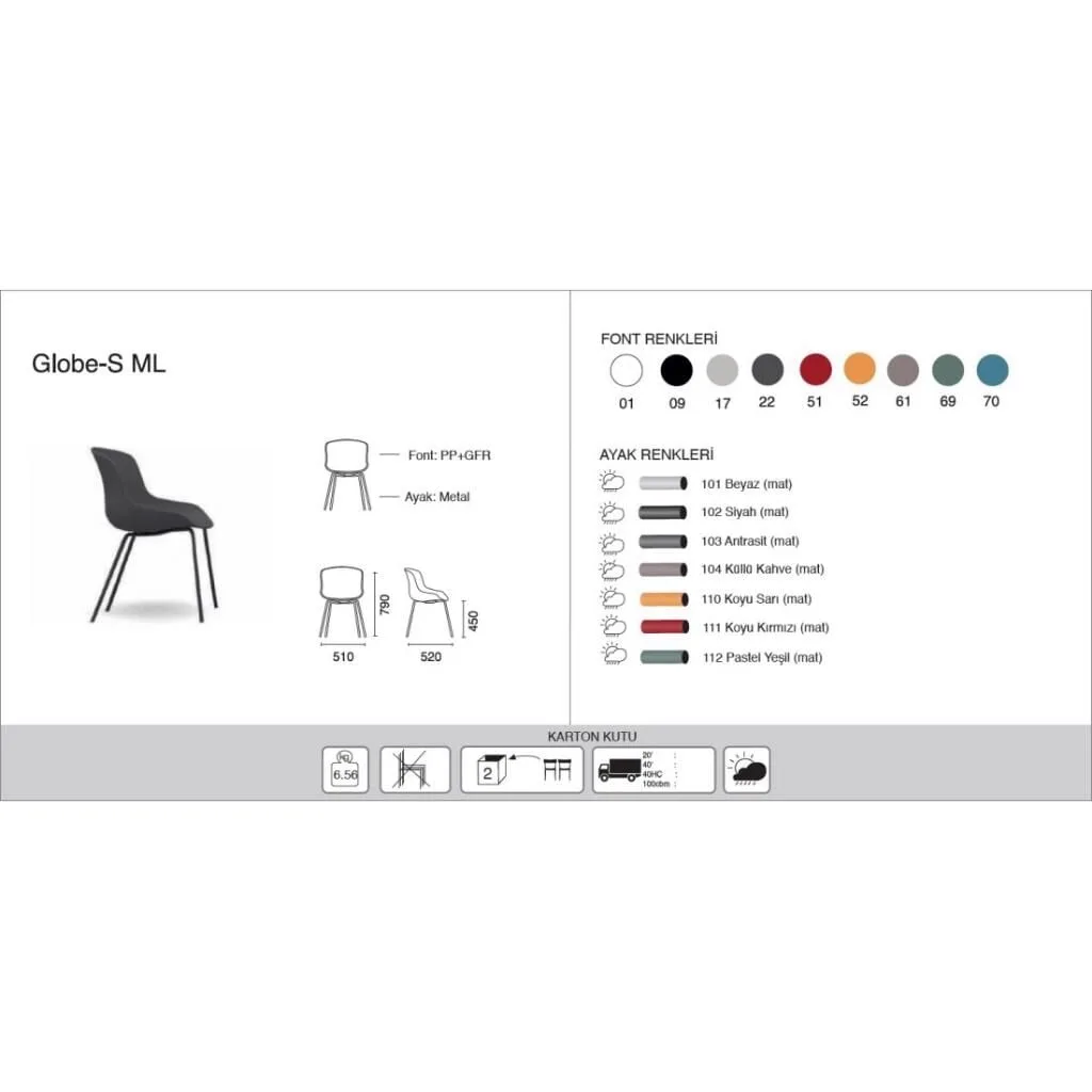 Globe-S ML Anthracite - Black Chair PPT1158