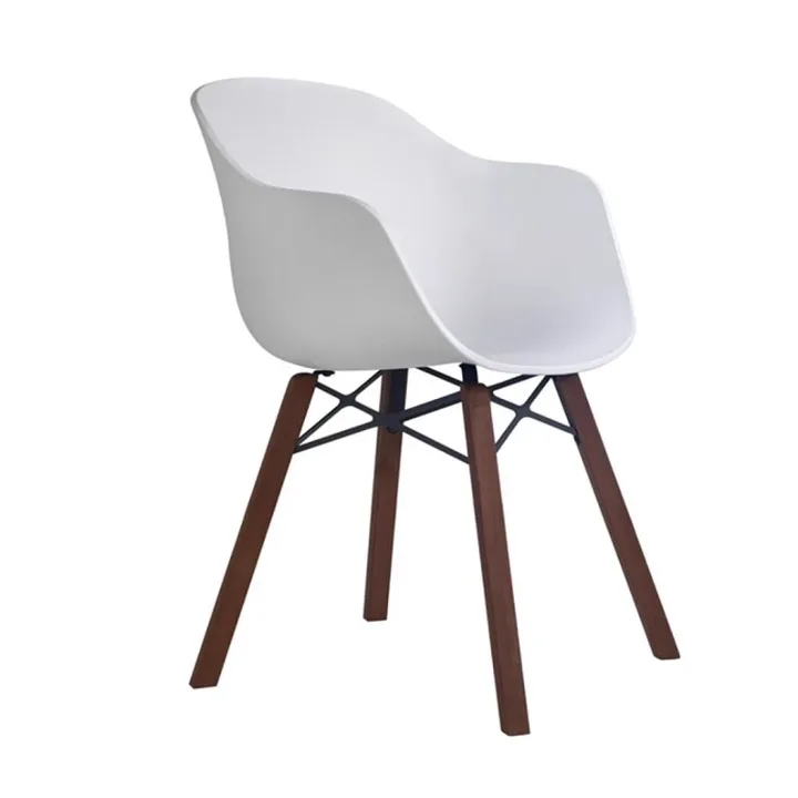 Globe-K Wox (Iroko) White - Iroko Wooden-Leg Chair with Arms PPT1153