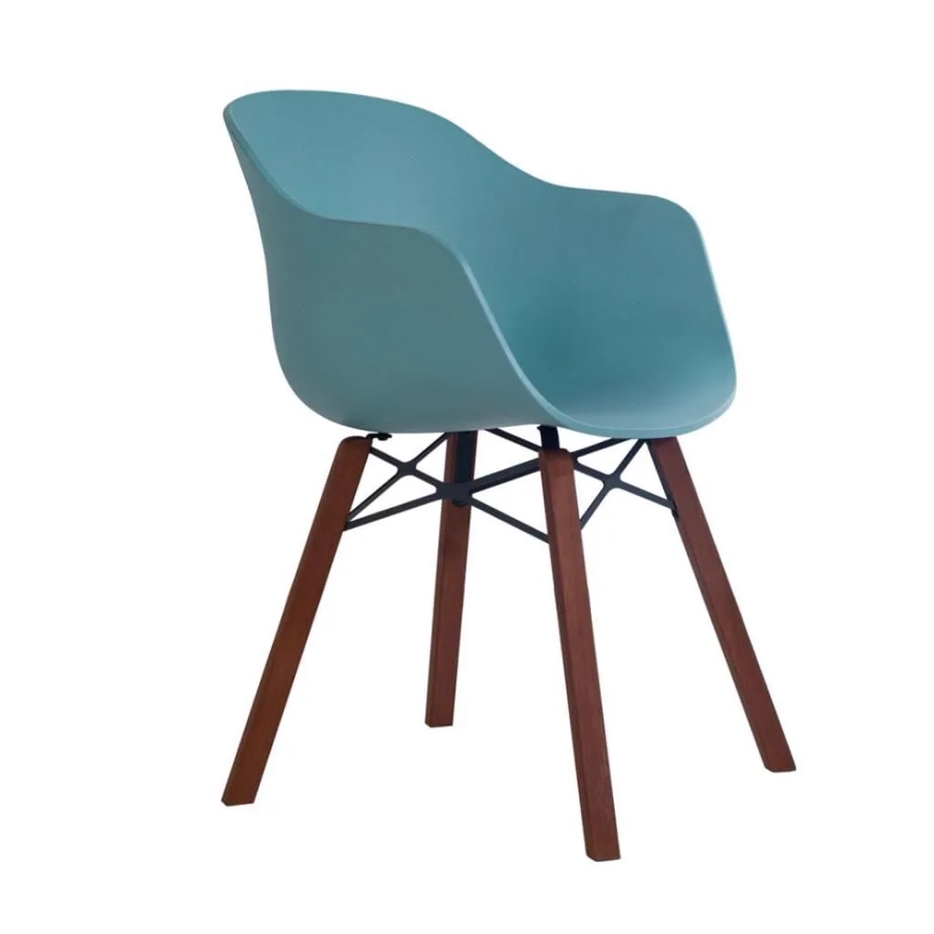 Globe-K Wox (Iroko) Turquoise Blue - Iroko Wood-Leg Chair with Arms PPT1151