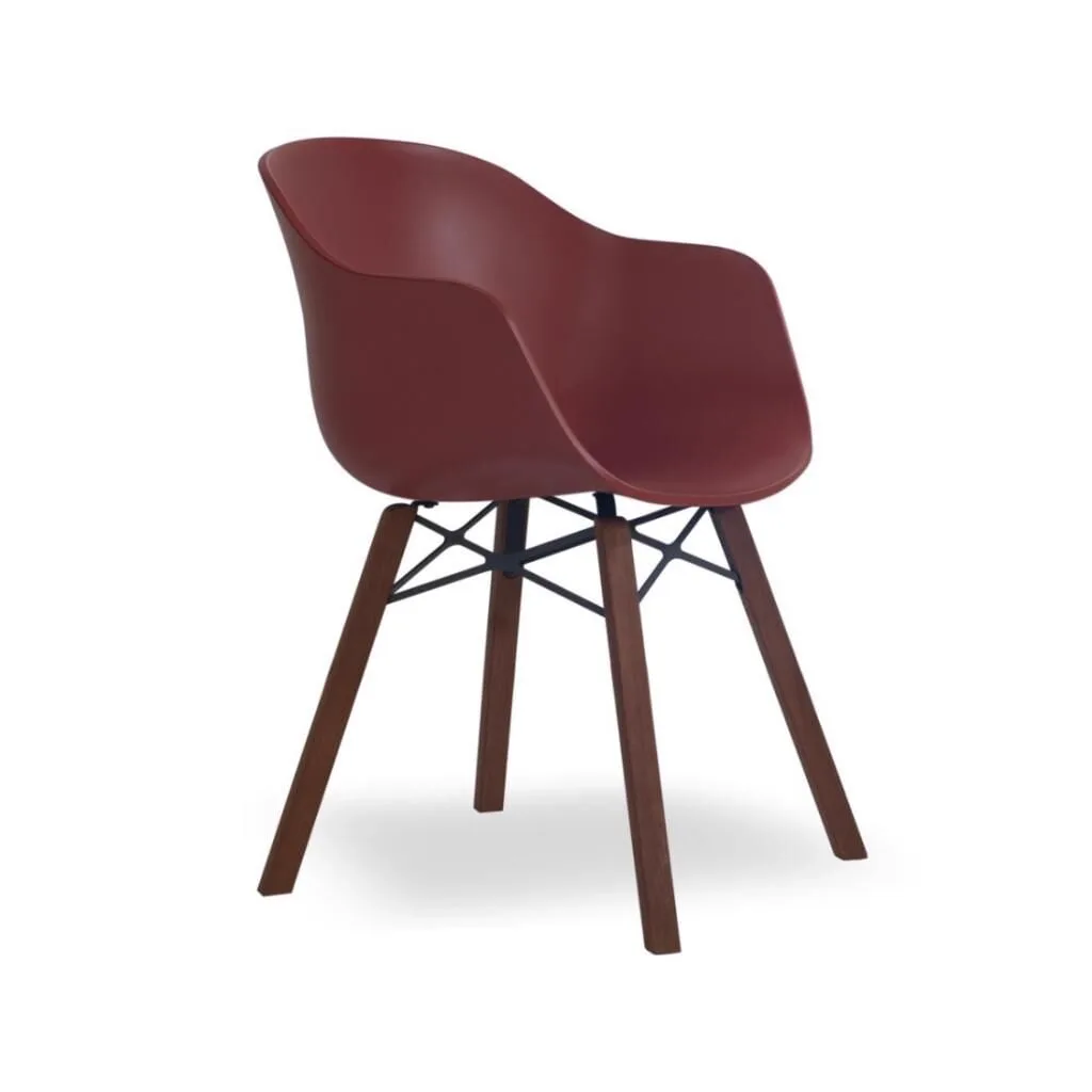 Globe-K Wox (Iroko) Dark Red - Iroko Wood-Leg Chair with Arms PPT1149