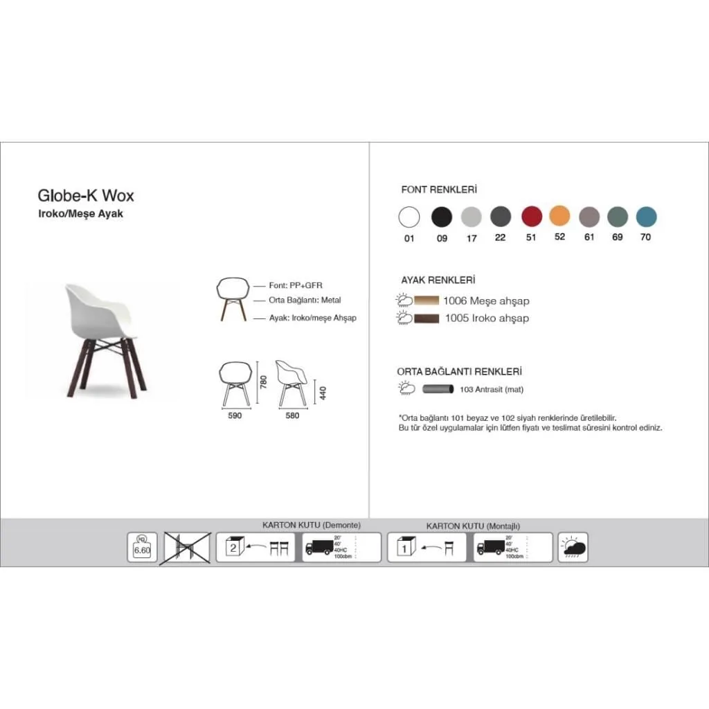 Globe-K Wox (Iroko) Dark Red - Iroko Wood-Leg Chair with Arms PPT1149
