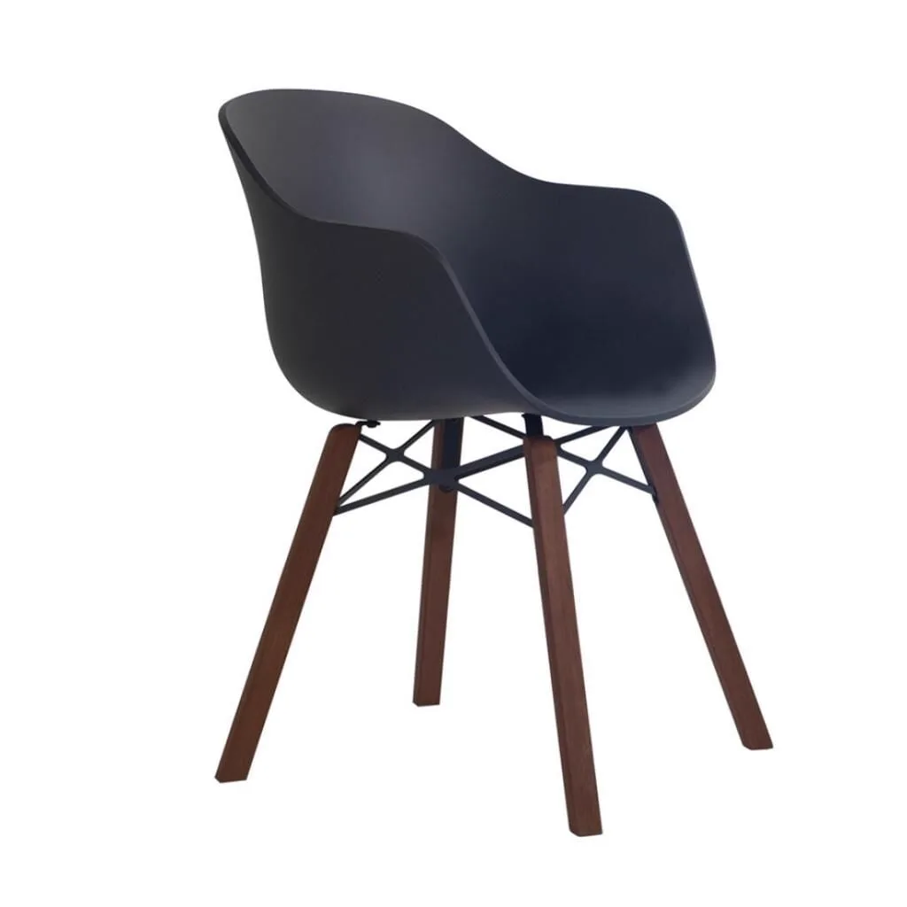 Globe-K Wox (Iroko) Anthracite - Iroko Wood-Leg Chair with Arms PPT1152