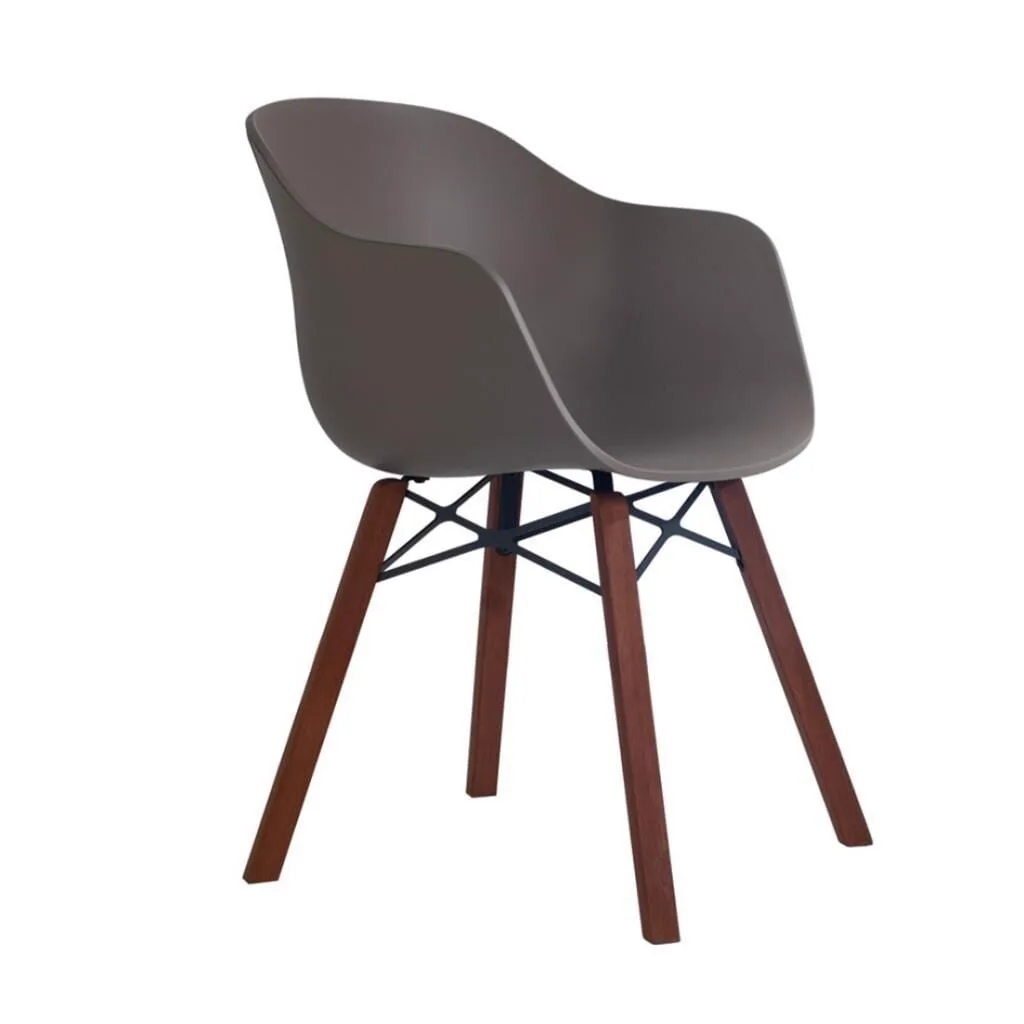 Globe-K Wox (Iroko) Ash Brown - Iroko Wood-Leg Chair with Arms PPT1150