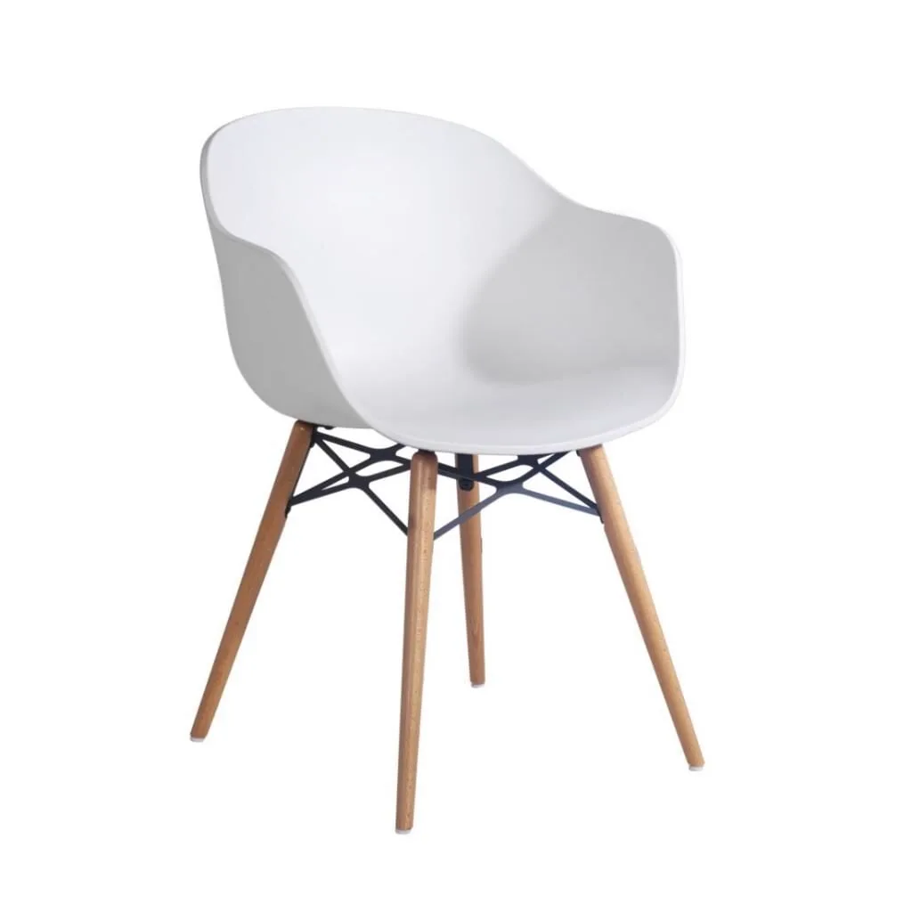 Globe-K Wox (Beech) White - Beech Wood-Leg Chair with Arms PPT1155