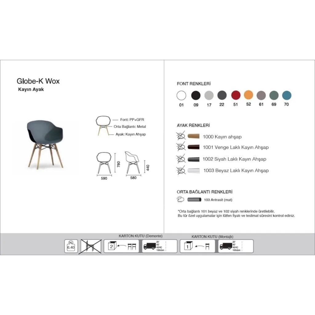 Globe-K Wox (Beech) White - Beech Wood-Leg Chair with Arms PPT1155
