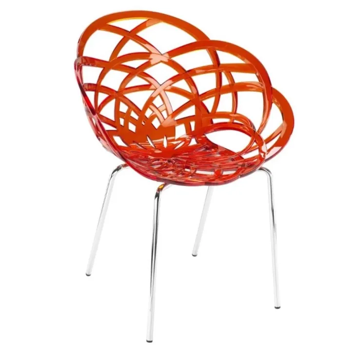 Flora-ML Red Transparent - Chrome-Plated Chair PPT1125