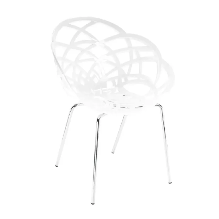 Flora-ML Solid White - Chrome-Plated Chair PPT1124