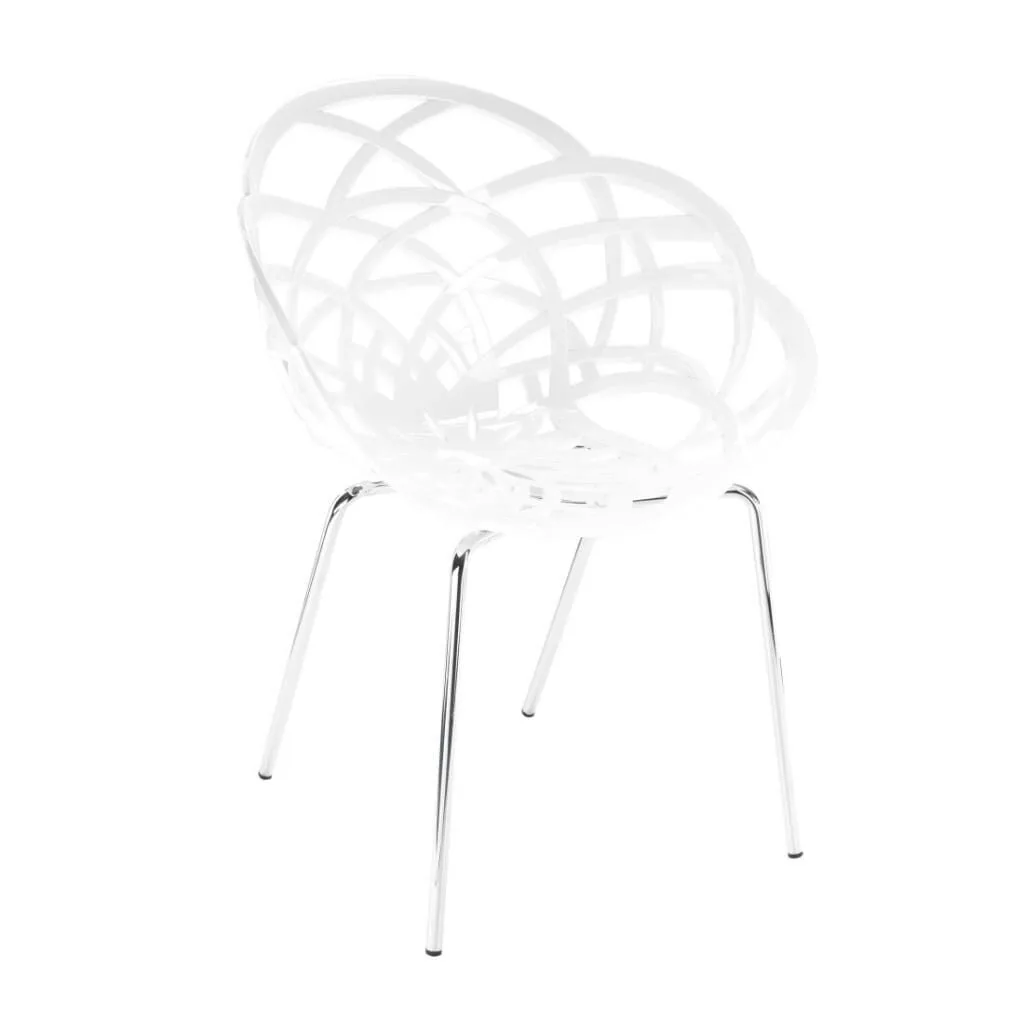 Flora-ML Solid White - Chrome-Plated Chair PPT1124