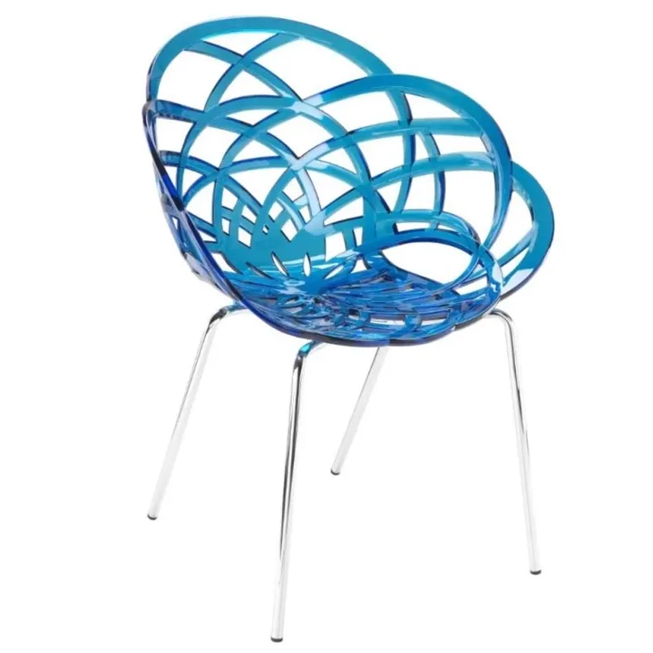 Flora-ML Blue Transparent - Chrome-Plated Chair PPT1123