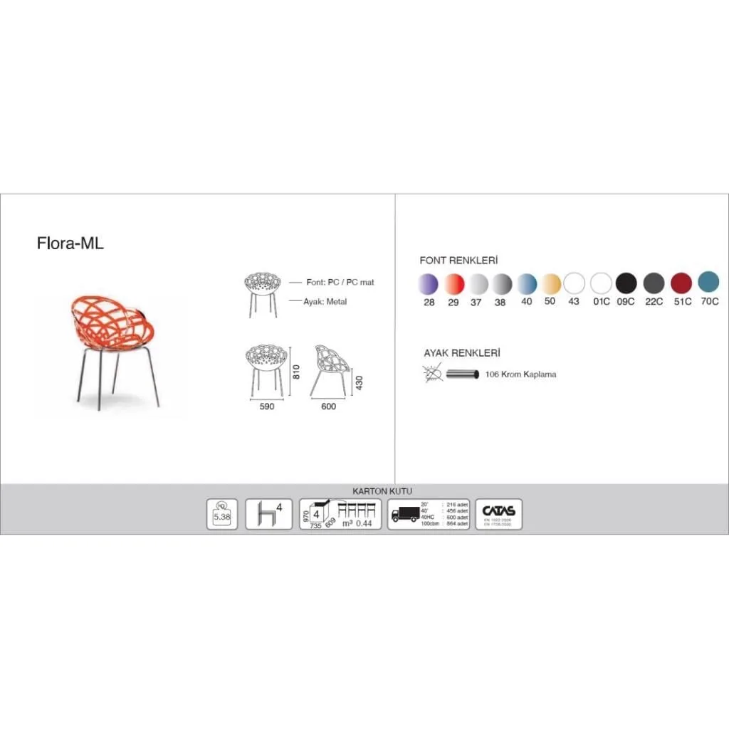 Flora-ML Clear Transparent - Chrome-Plated Chair PPT1122