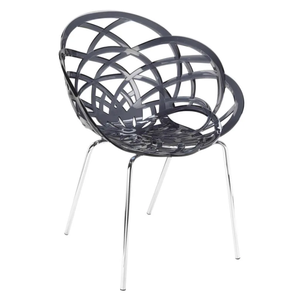 Flora-ML Smoke Transparent - Chrome-Plated Chair PPT1126