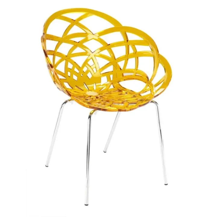 Flora-ML Light Orange Transparent - Chrome-Plated Chair PPT1127