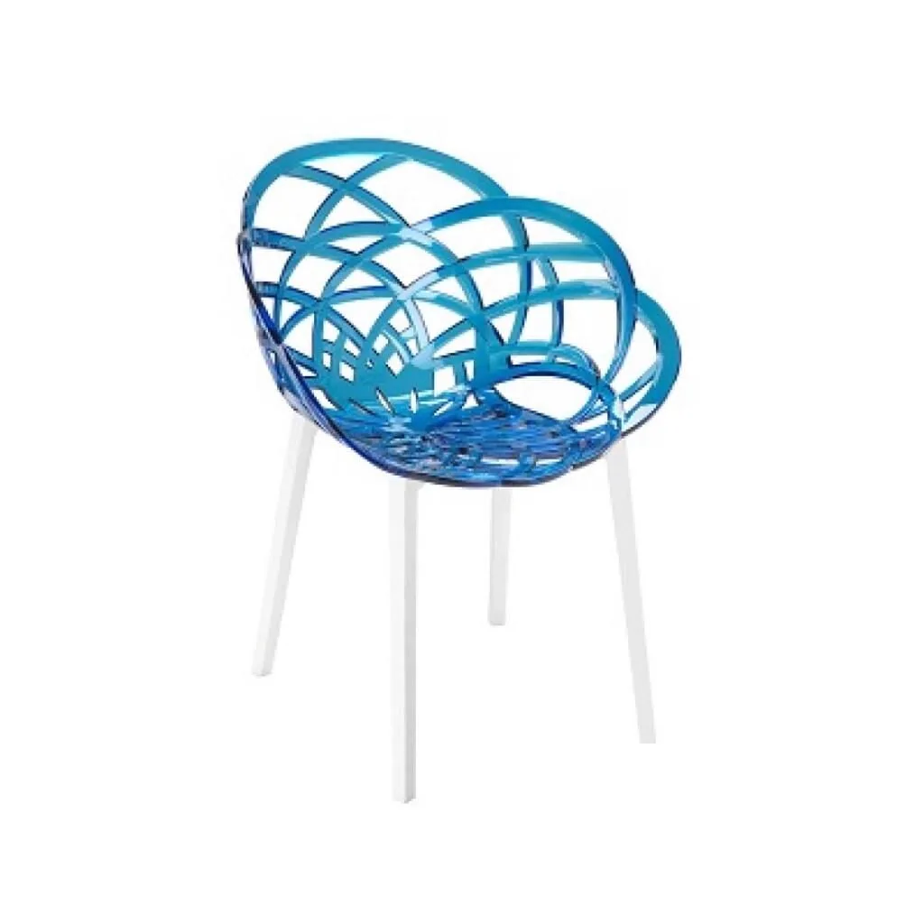 Flora Blue Transparent - White Chair PPT1110