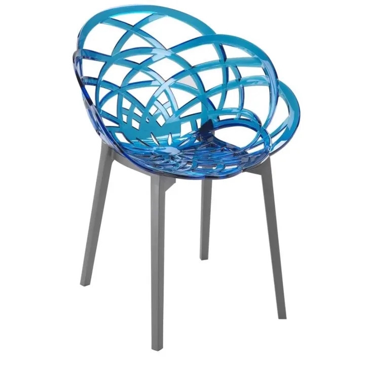 Flora Blue Transparent - Anthracite Chair PPT1115