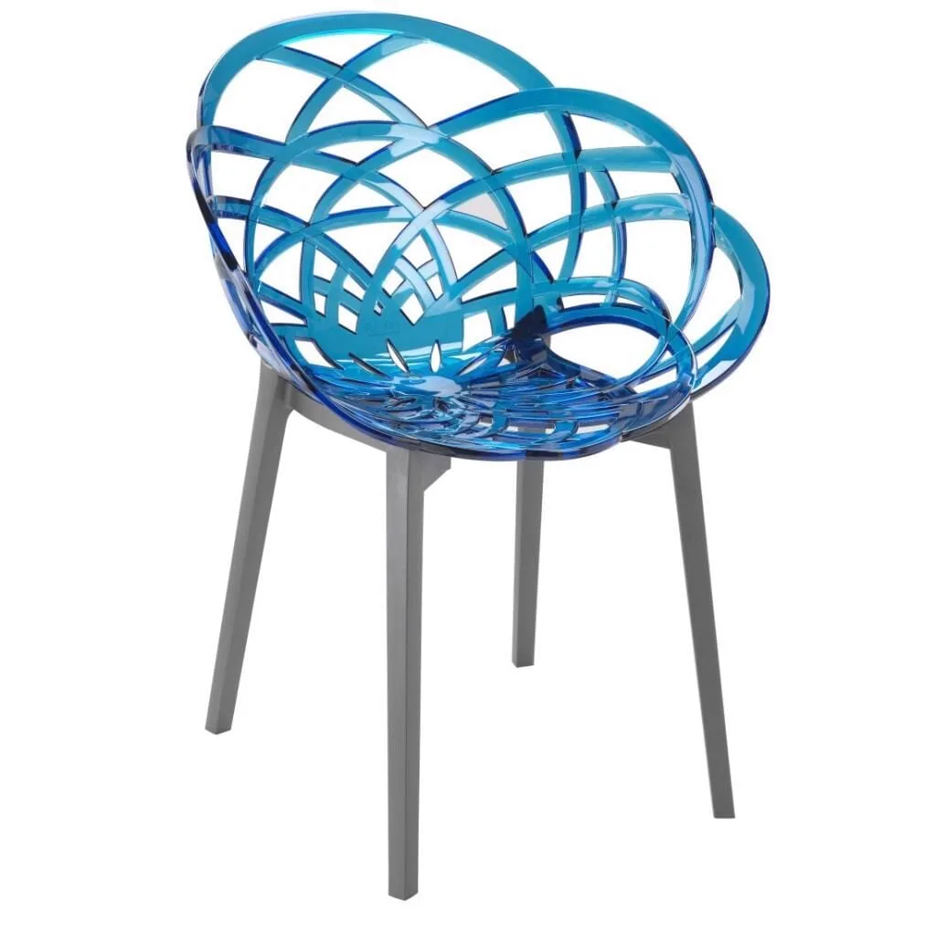 Flora Blue Transparent - Anthracite Chair PPT1115