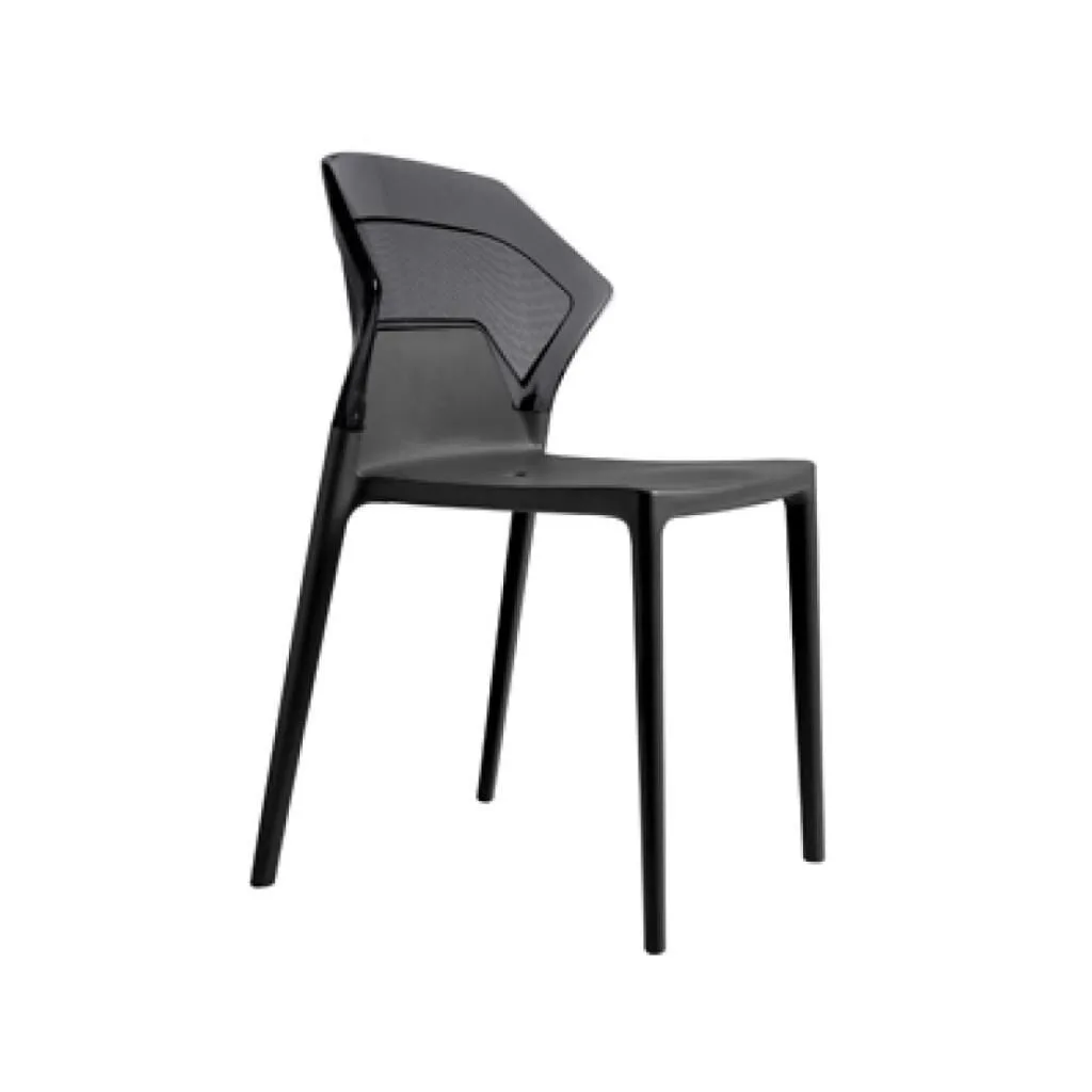Ego-S Smoke Transparent - Black Kitchen Chair PPT1078