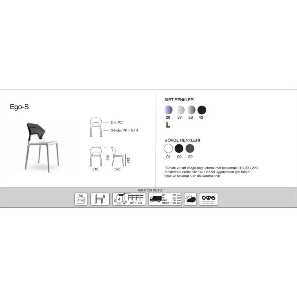 Ego-S Clear Transparent - Black Kitchen Chair PPT1077