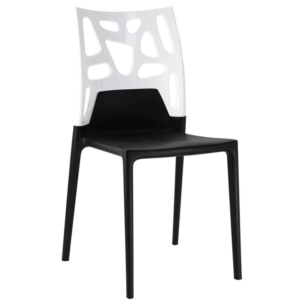 Ego-Rock Solid White - Black Kitchen Chair PPT1072