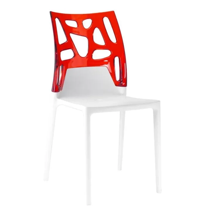 Ego-Rock Red Transparent - White Kitchen Chair PPT1047