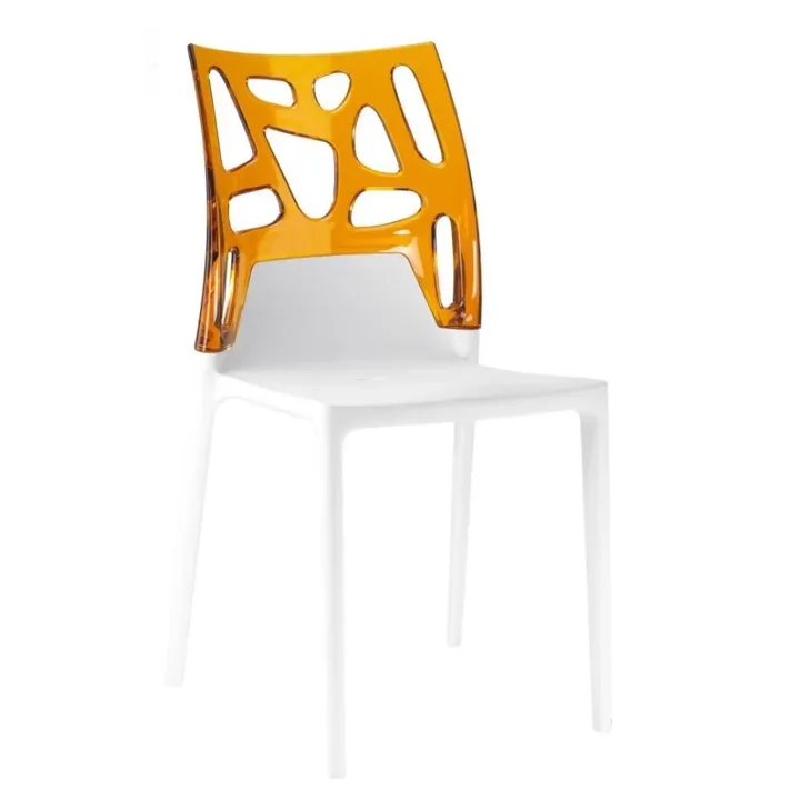 Ego-Rock Orange Transparent - White Kitchen Chair PPT1064