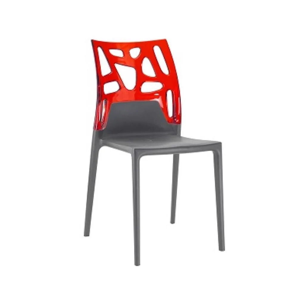 Ego-Rock Red Transparent - Anthracite Kitchen Chair PPT1046