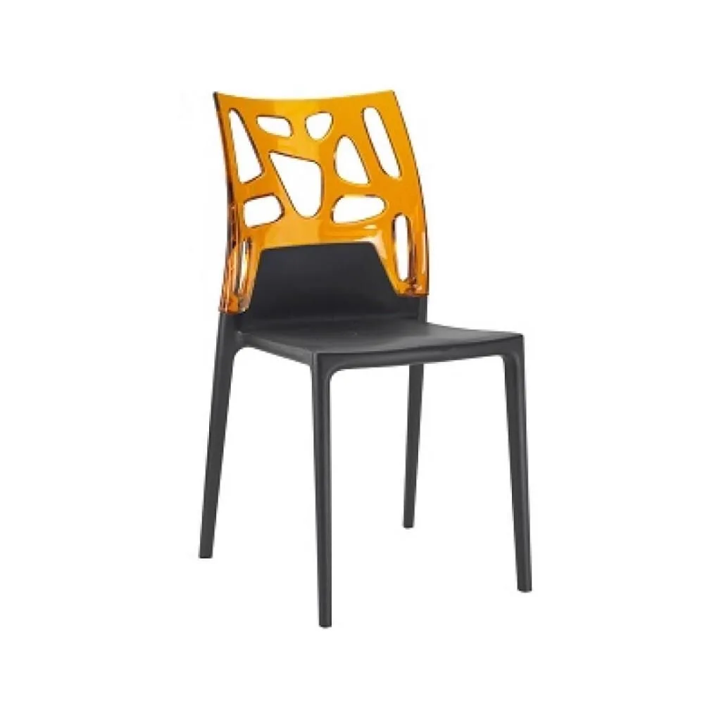 Ego-Rock Orange Transparent - Black Kitchen Chair PPT1057