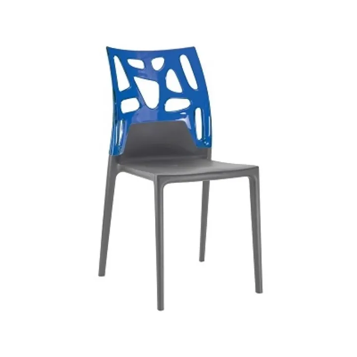 Ego-Rock Blue Transparent - Anthracite Kitchen Chair PPT1058