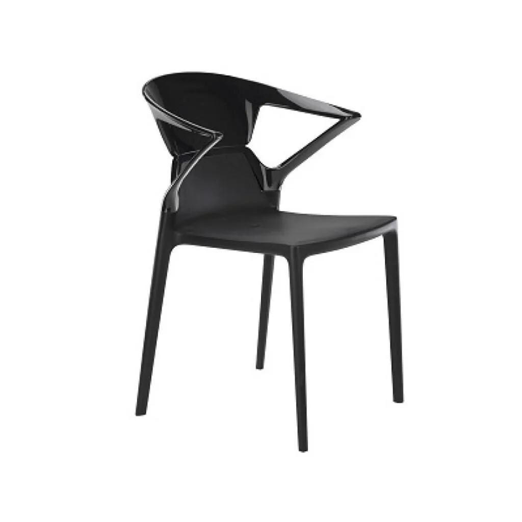 Ego-K Solid Black - Black Kitchen Chair with Arms PPT1044