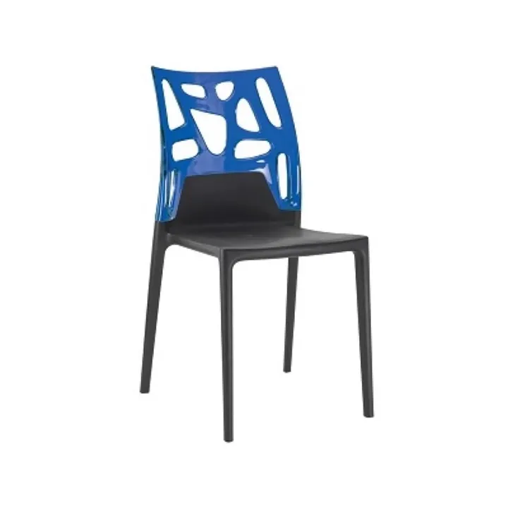 Ego-Rock Blue Transparent - Black Kitchen Chair PPT1067