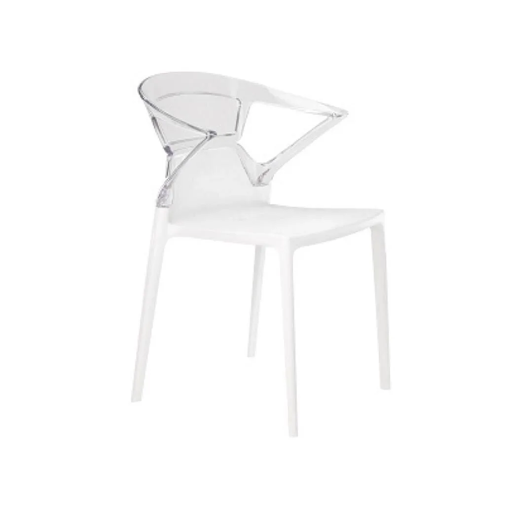 Ego-K Clear Transparent - White Kitchen Chair with Arms PPT1043