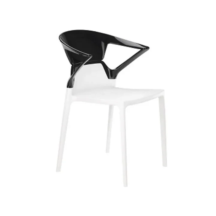 Ego-K Solid Black - White Kitchen Chair with Arms PPT1038
