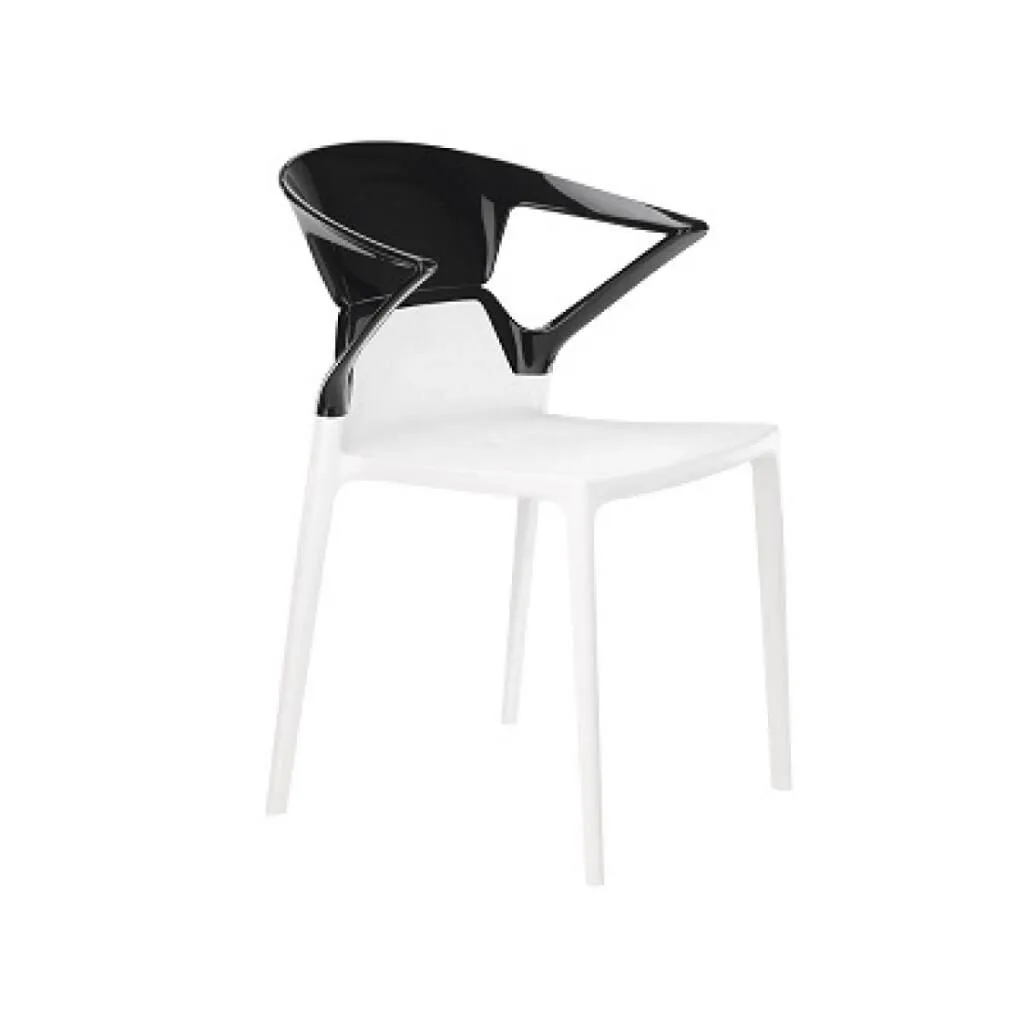 Ego-K Solid Black - White Kitchen Chair with Arms PPT1038