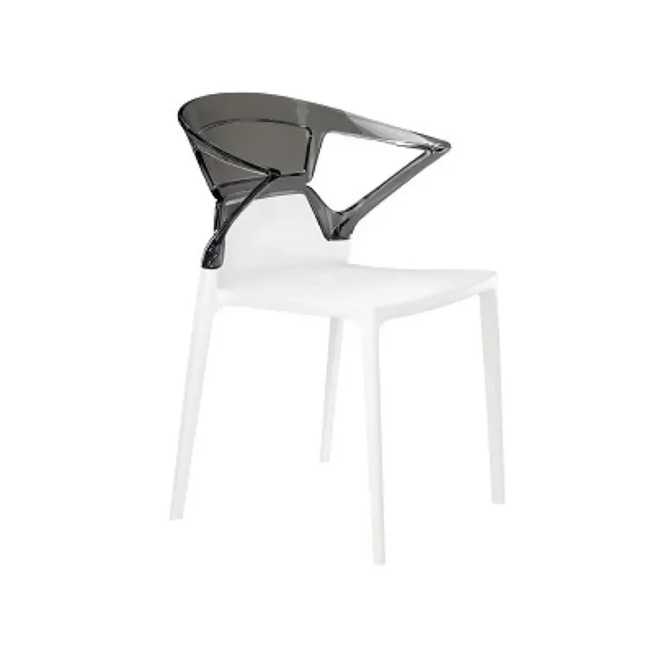 Ego-K Smoke Transparent - White Kitchen Chair with Arms PPT1039