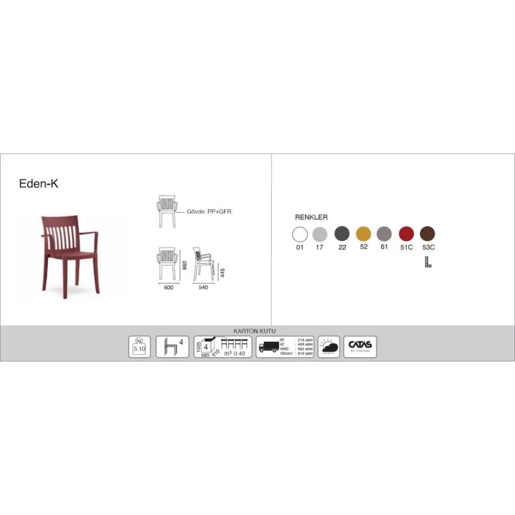 Eden-K Dark Yellow Kitchen Chair with Arms PPT1029