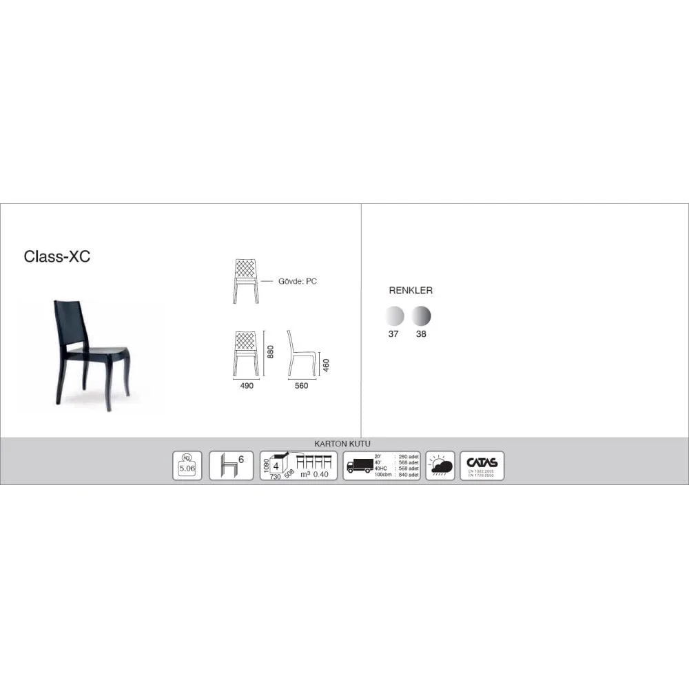 Class-XC Smoke Transparent Kitchen Chair PPT1015