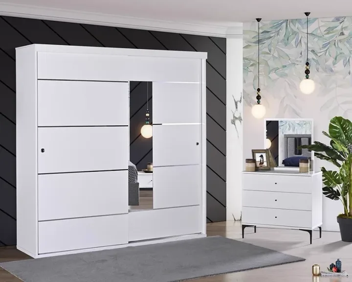 Havana Sliding Bedroom Set White AHR1022