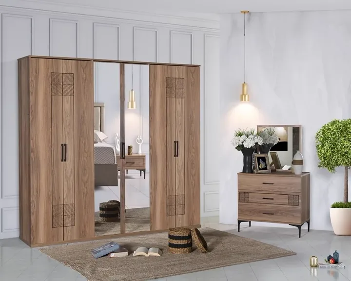 Dubai Bedroom Set with Doors Walnut AHR1019