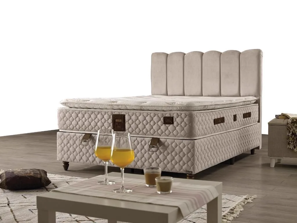 Gold 160X200 Double Mattress, Divan Base, Headboard Set EY108