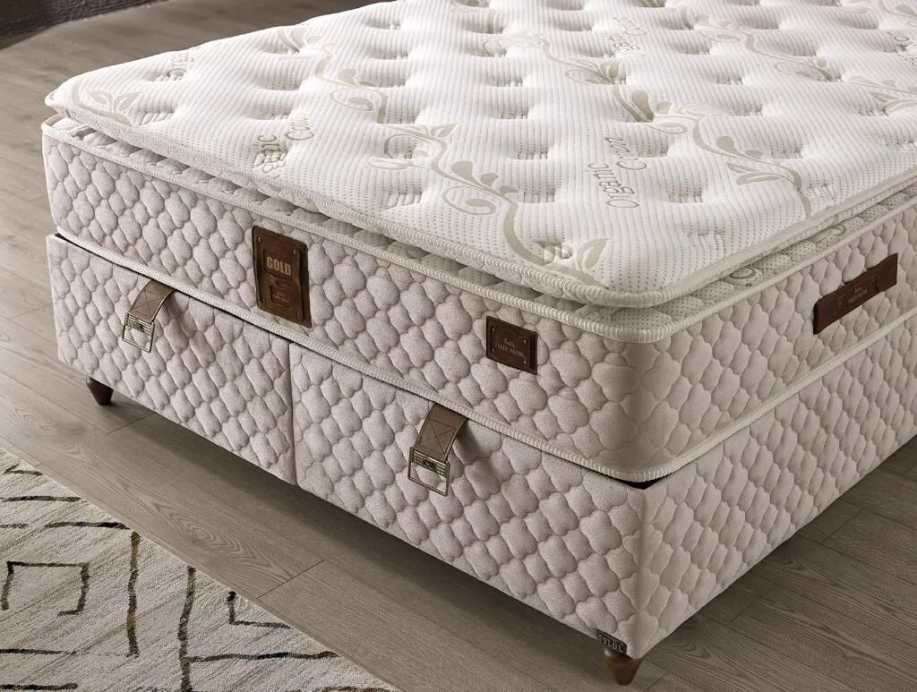 Gold 160X200 Double Mattress, Divan Base, Headboard Set EY108