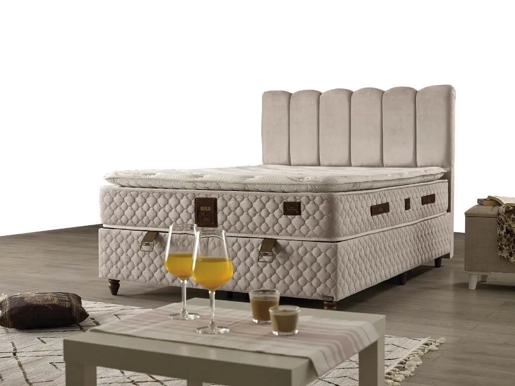 Gold 150X200 Double Mattress, Divan Base, Headboard Set EY108