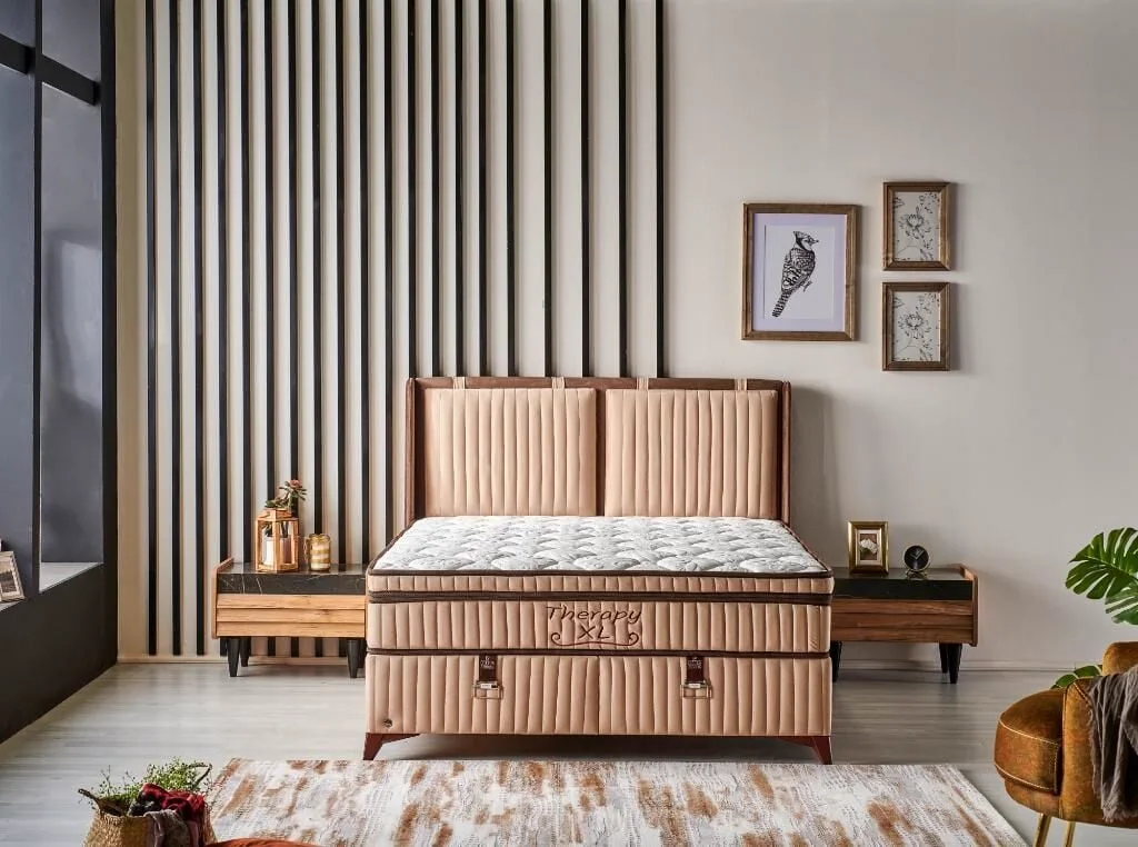 MD Therapy XL 140x200 Double Mattress, Divan Base, Headboard Set CB1313